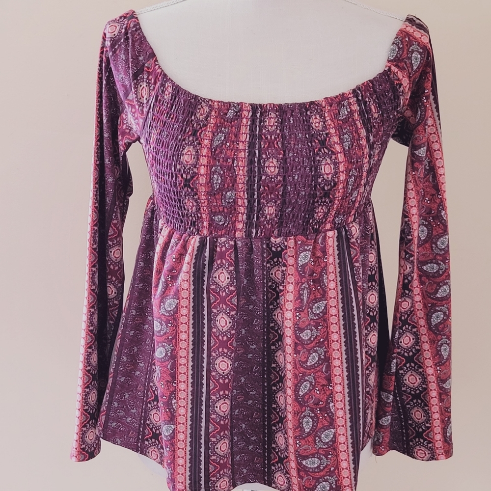 Pink Peony paisley blouse size medium